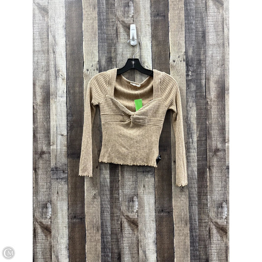 Top Long Sleeve By Lush In Tan, Size: S