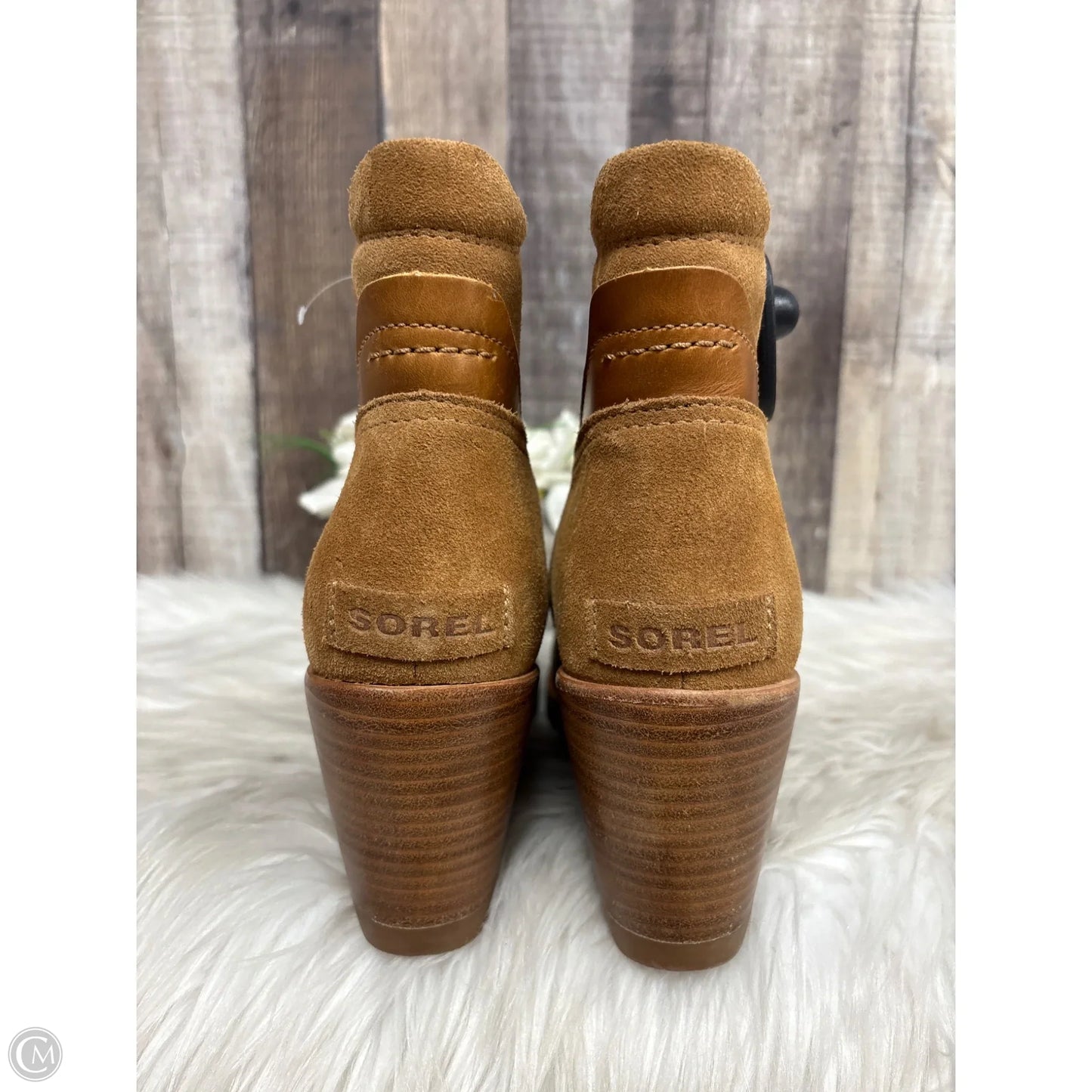 Boots Ankle Heels By Sorel In Tan, Size: 8