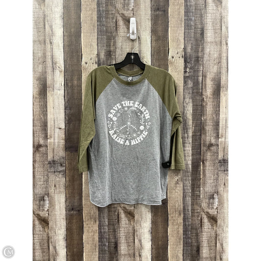 Top Long Sleeve By Next Level In Green & Grey, Size: S
