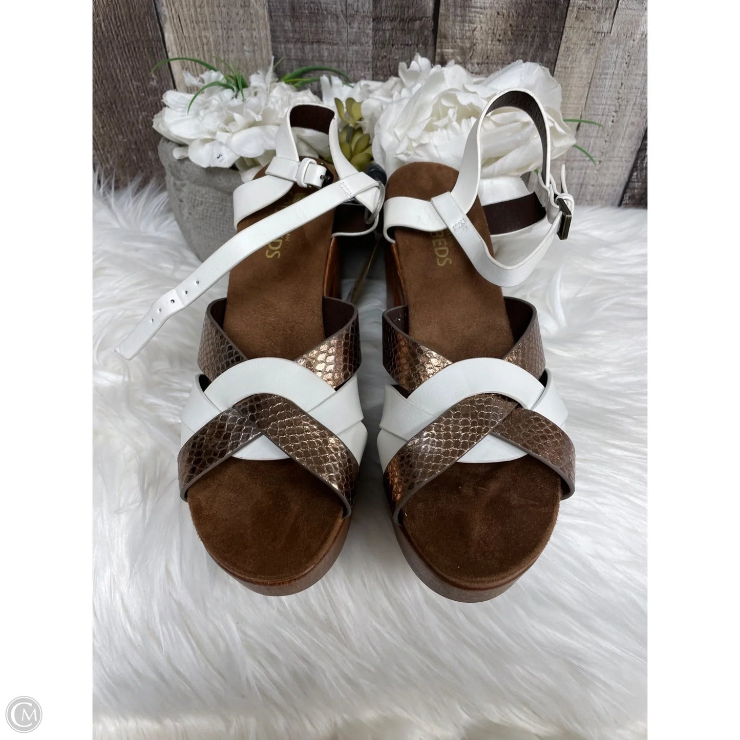 Sandals Heels Block By White Mountain In White, Size: 8.5