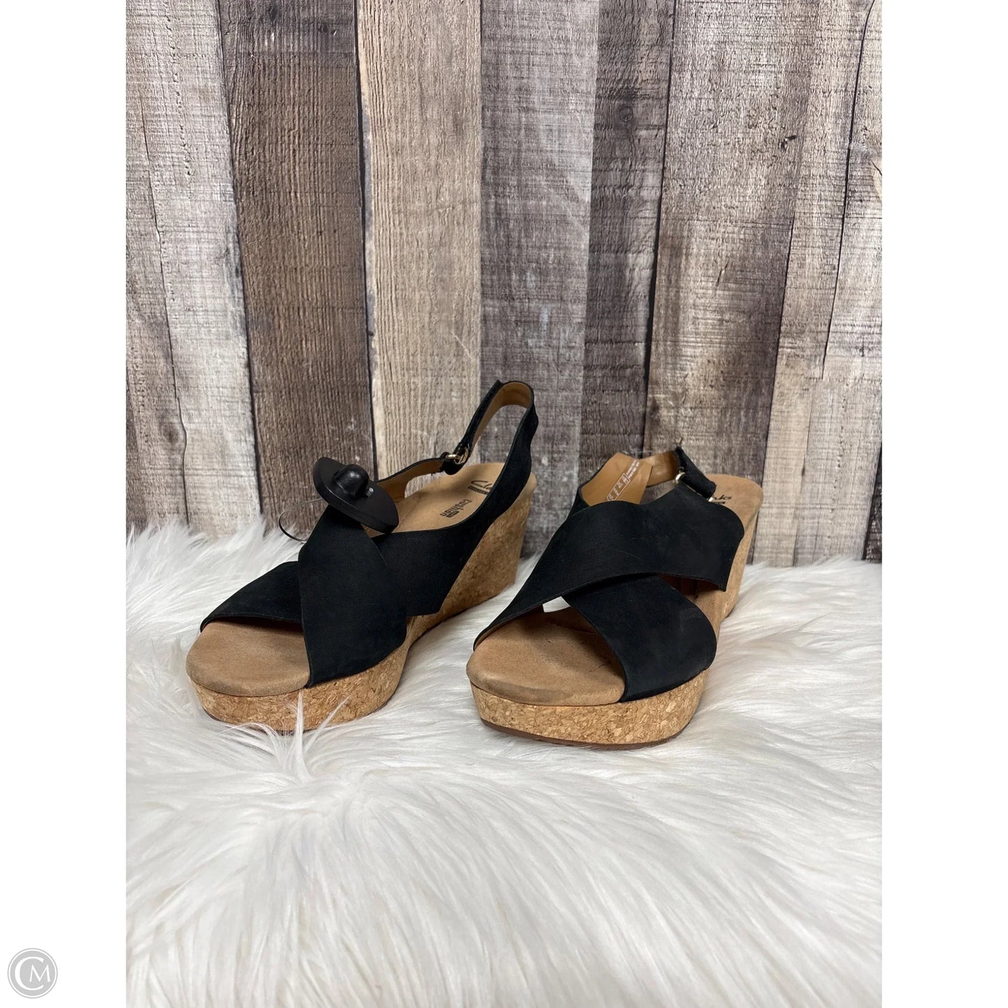 Sandals Heels Platform By Clarks In Black, Size: 10
