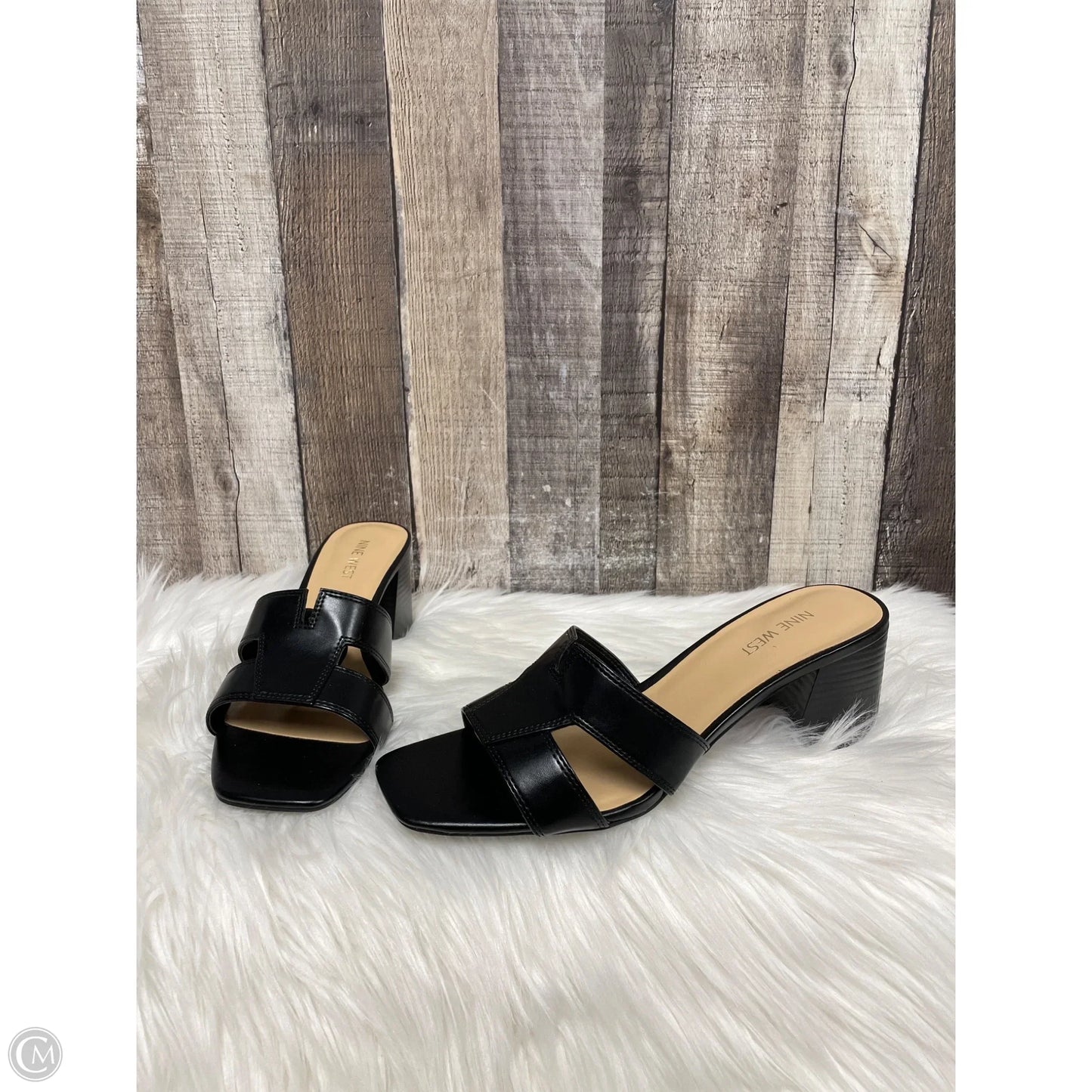 Sandals Heels Block By Nine West In Black, Size: 10