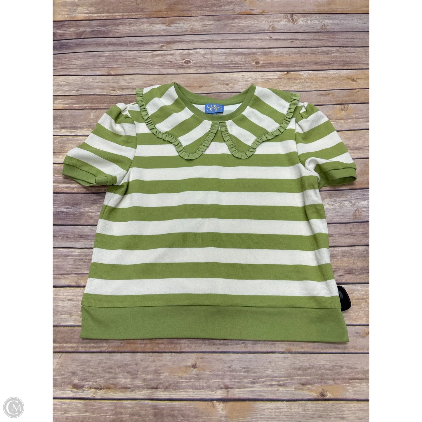Top Short Sleeve By Sas In Green & White, Size: M