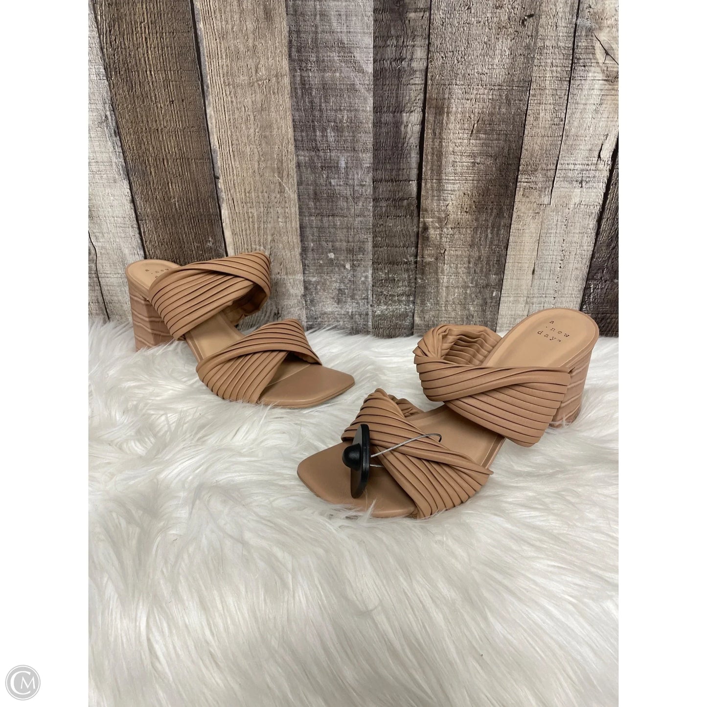 Sandals Heels Block By A New Day In Tan, Size: 9