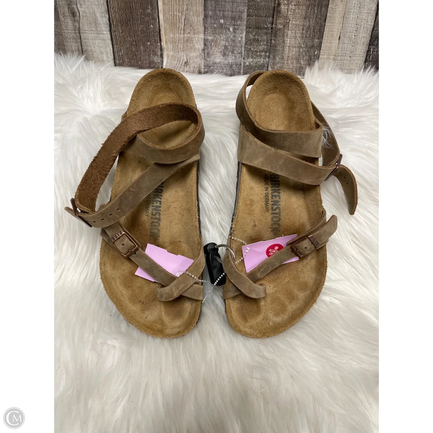 Sandals Flats By Birkenstock In Tan, Size: 8