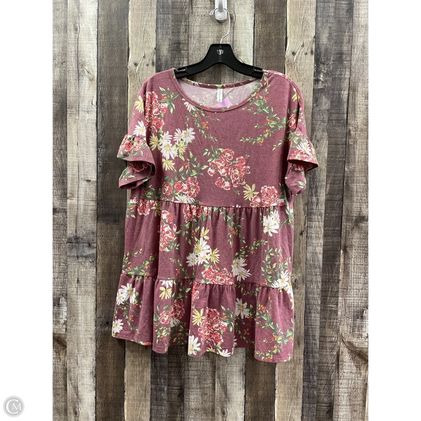 Top Short Sleeve By Cme In Mauve, Size: L