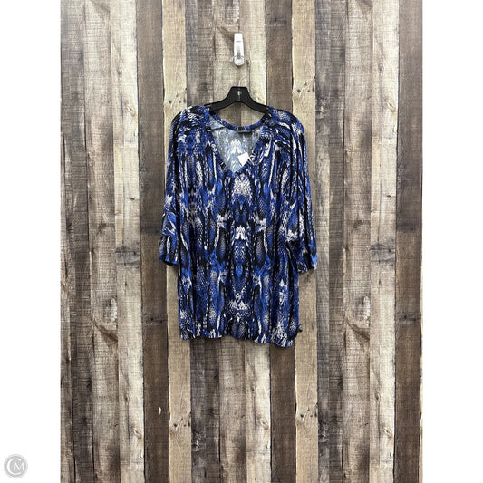 Top 3/4 Sleeve By Apt 9 In Black & Blue, Size: 1x