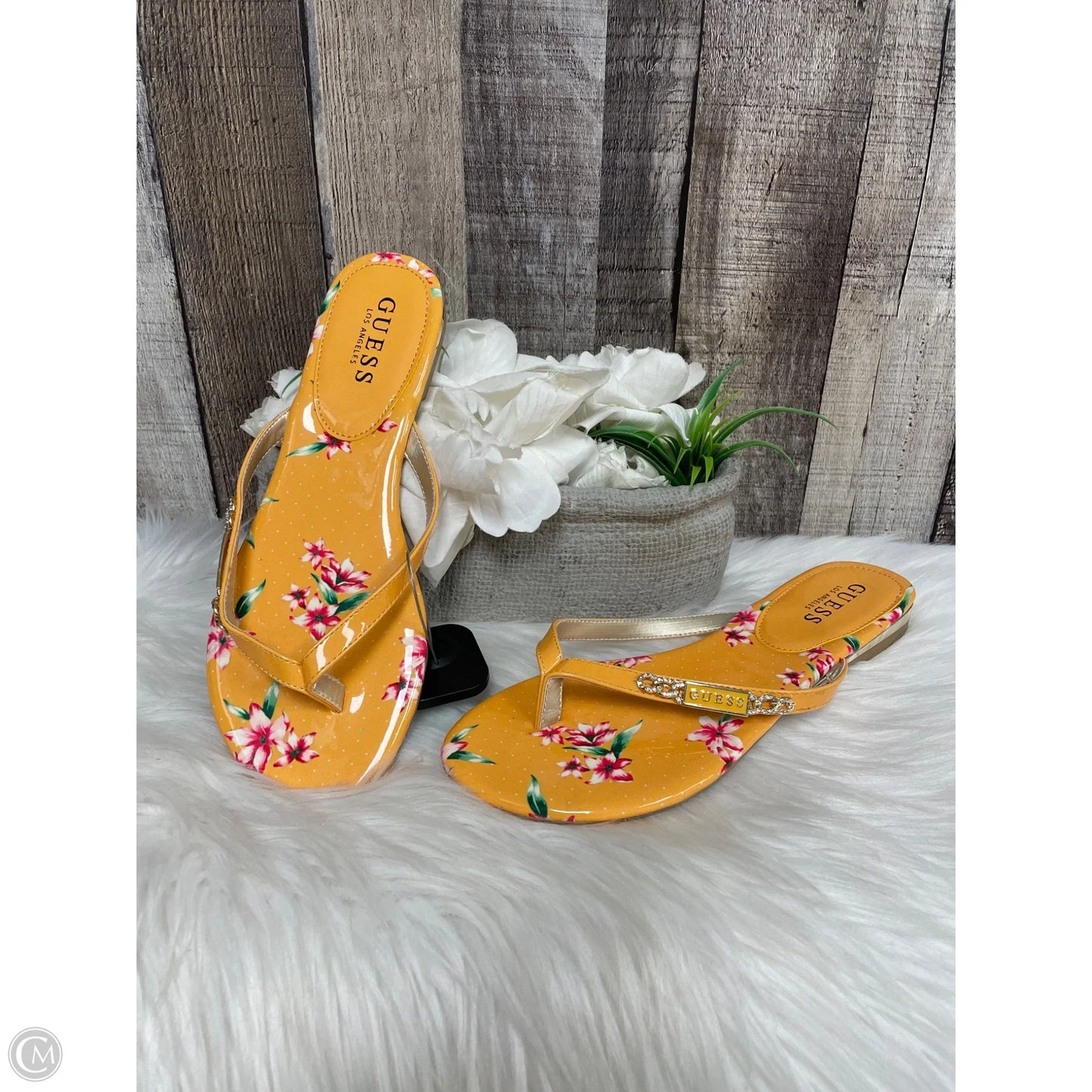 Sandals Flats By Guess In Floral Print, Size: 8