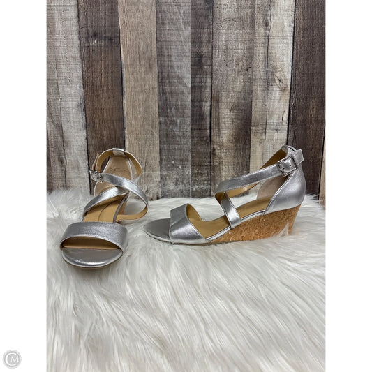 Sandals Heels Wedge By Talbots In Silver, Size: 6
