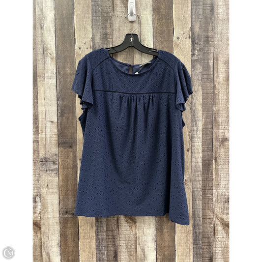 Top Short Sleeve By Adrianna Papell In Navy, Size: 2x