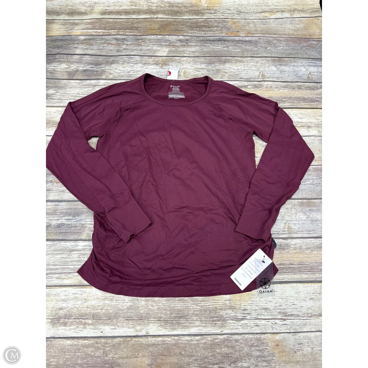 Athletic Top Long Sleeve Crewneck By Gaiam In Maroon, Size: Xxl