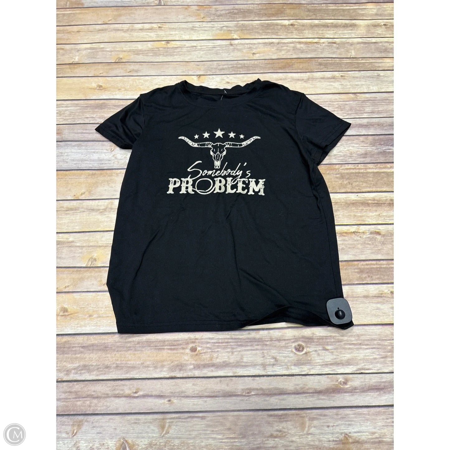 Top Short Sleeve By Shein In Black, Size: M