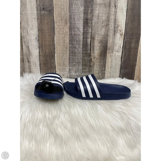 Sandals Flats By Adidas In Blue & White, Size: 5