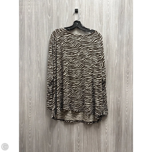 Top Long Sleeve Designer By Michael Kors In Brown & White, Size: 3x