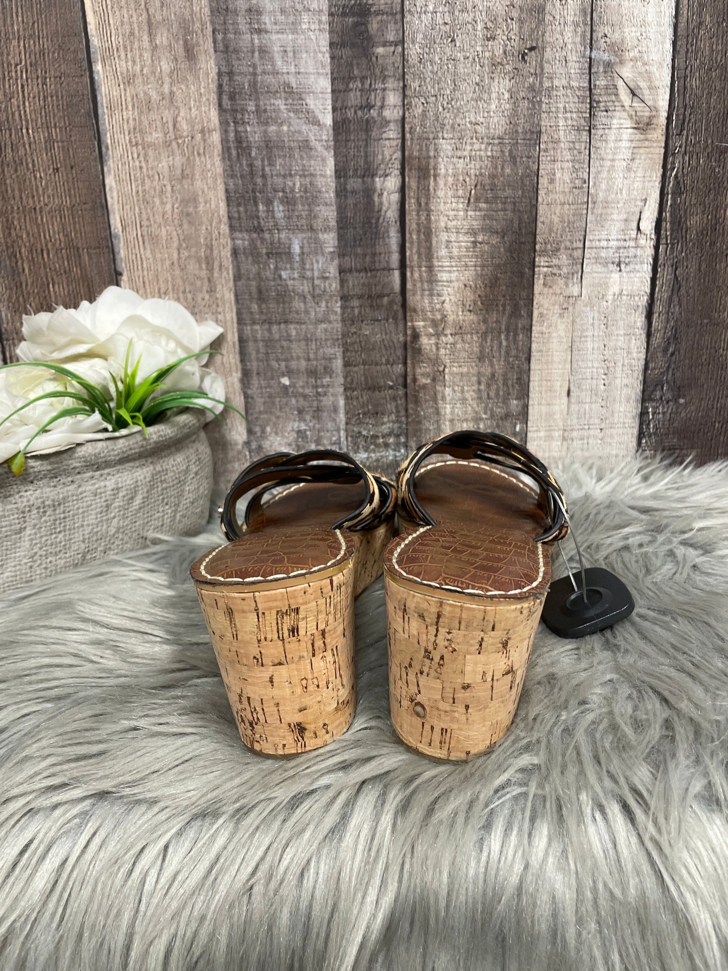 Animal Print Sandals Heels Wedge Sam Edelman, Size 9