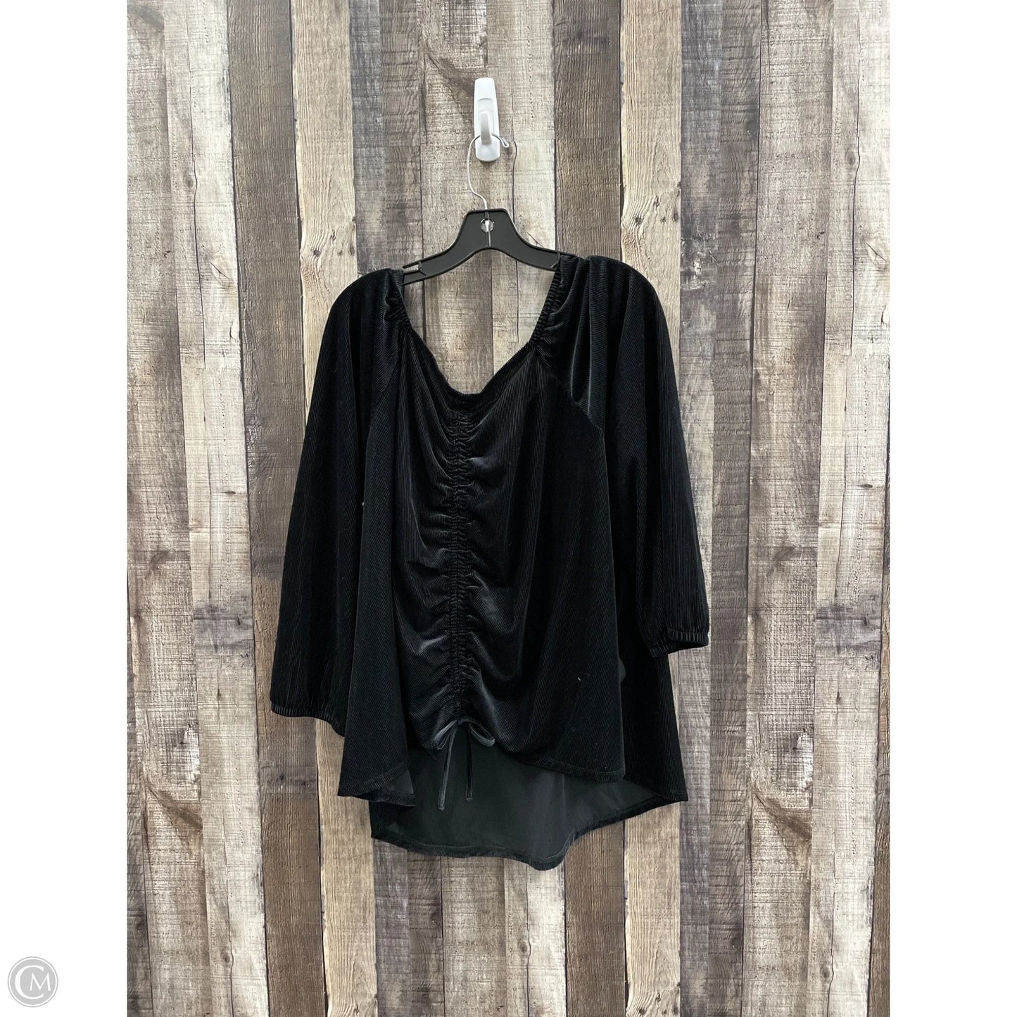 Top Long Sleeve By Cato In Black, Size: 4x
