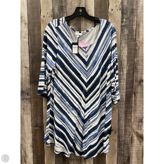 Top 3/4 Sleeve By Avenue In Blue & White, Size: 2x
