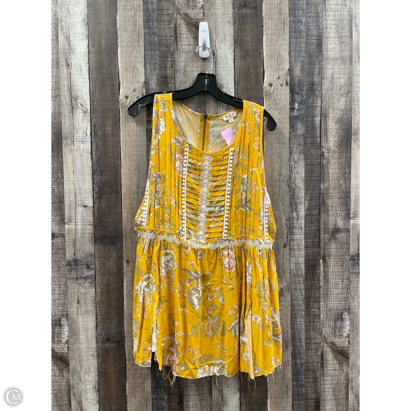 Top Sleeveless By Pol In Yellow, Size: L