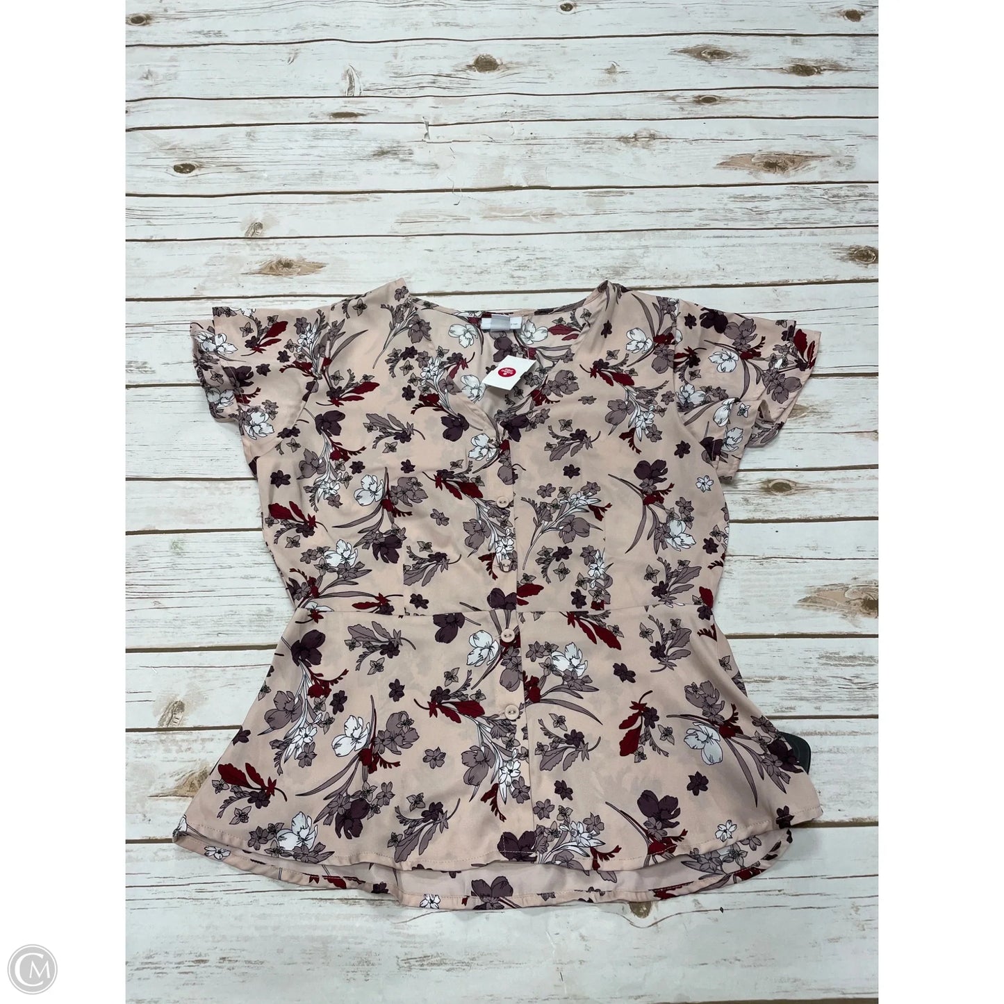 Top Short Sleeve By Liz Claiborne In Floral Print, Size: S