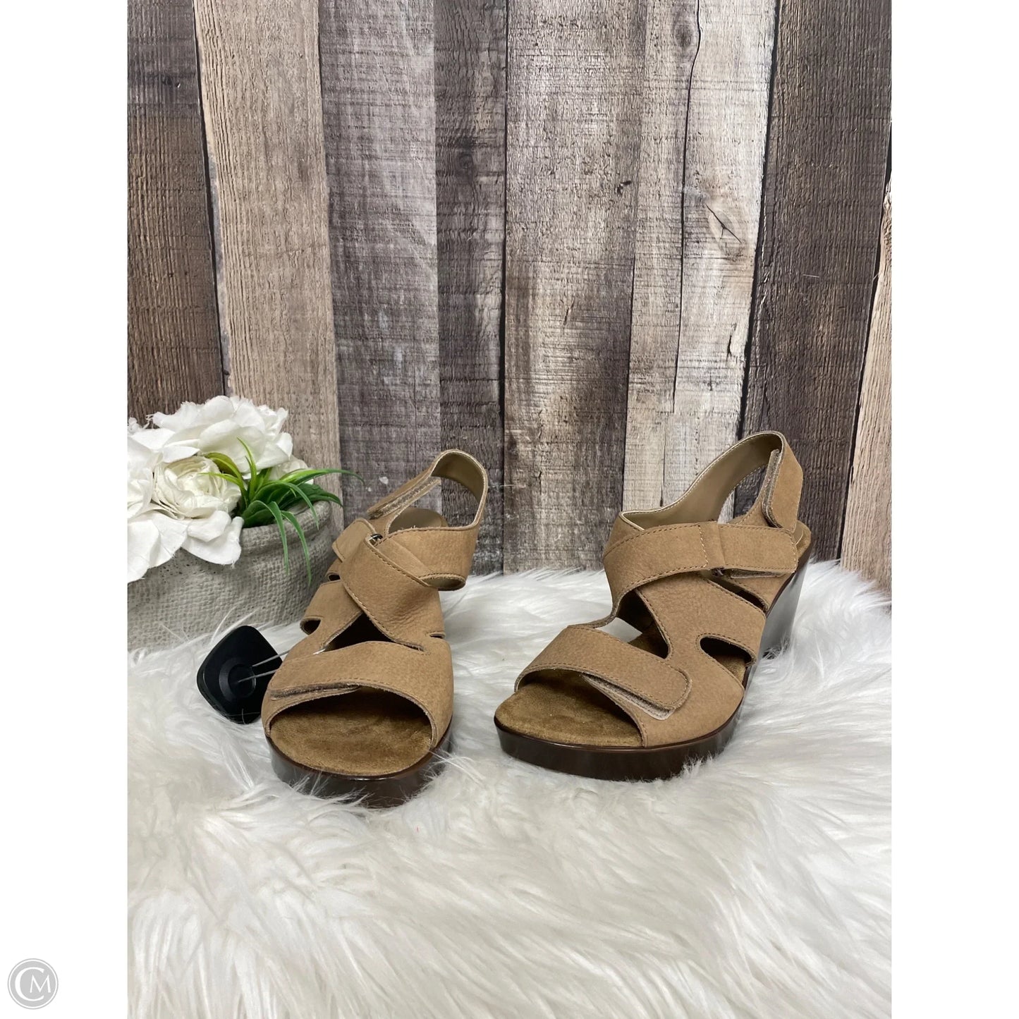 Sandals Heels Block By Aerosoles In Tan, Size: 7.5