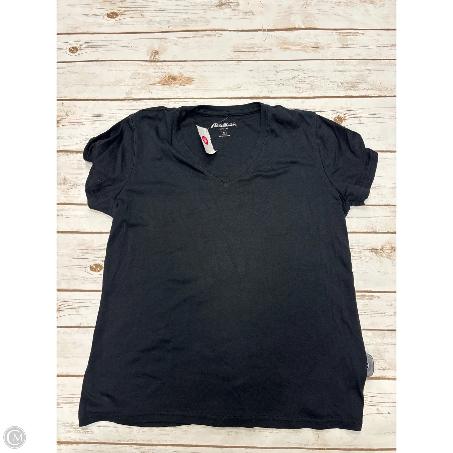 Top Short Sleeve By Eddie Bauer In Black, Size: Xl