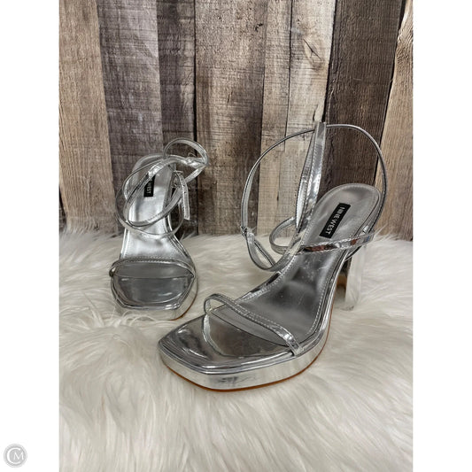 Sandals Heels Block By Nine West In Silver, Size: 9