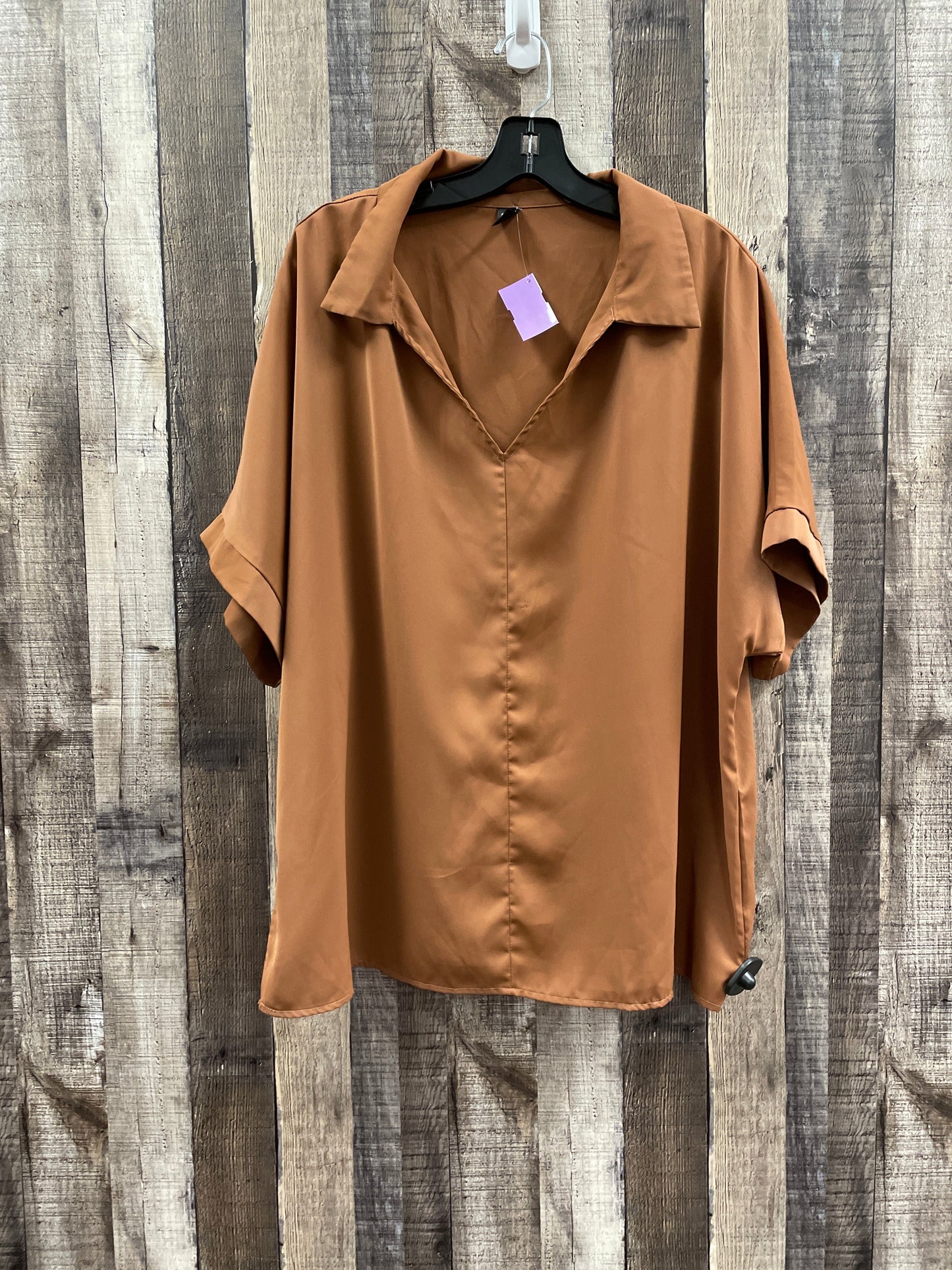 Brown Blouse Short Sleeve Shein, Size 2x