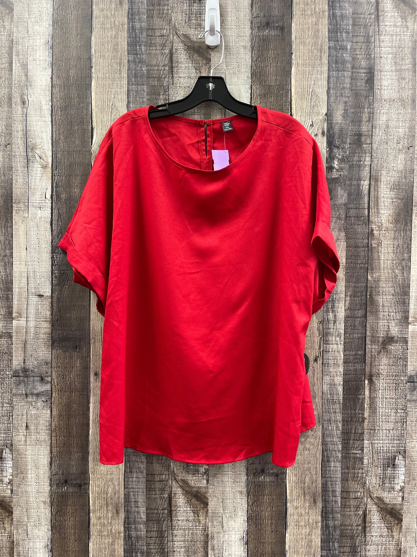 Red Blouse Short Sleeve Shein, Size 2x