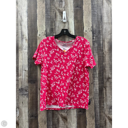 Top Short Sleeve By Croft And Barrow In Pink & White, Size: L