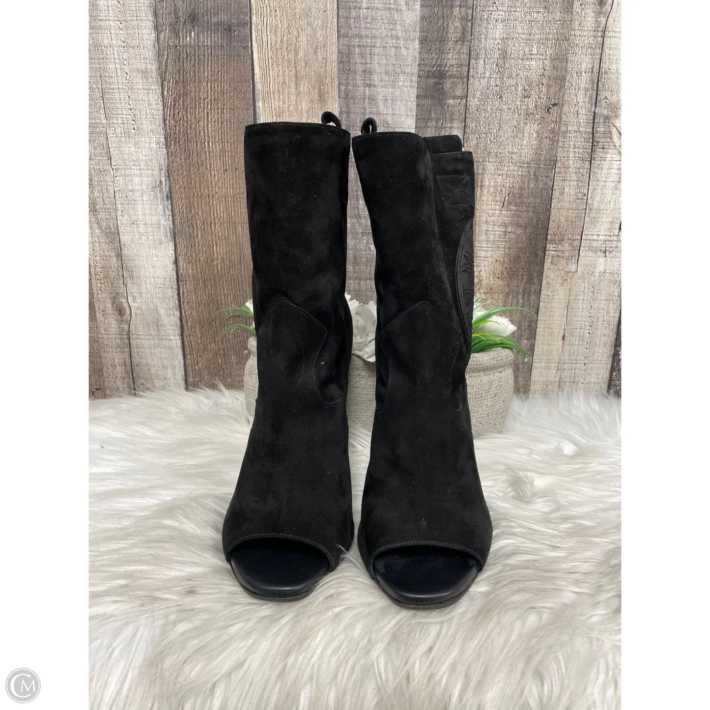 Boots Luxury Designer By Balmain In Black, Size: 8.5