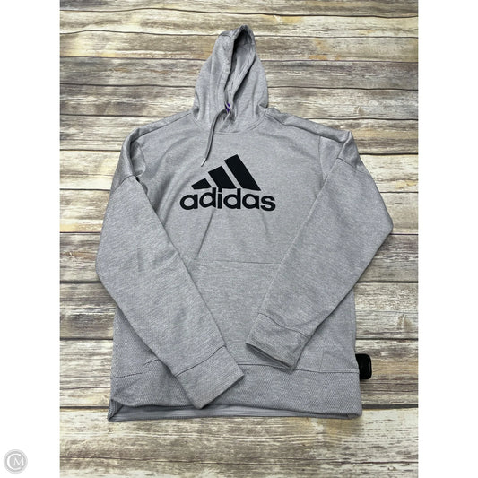 Athletic Sweatshirt Hoodie By Adidas In Grey, Size: S