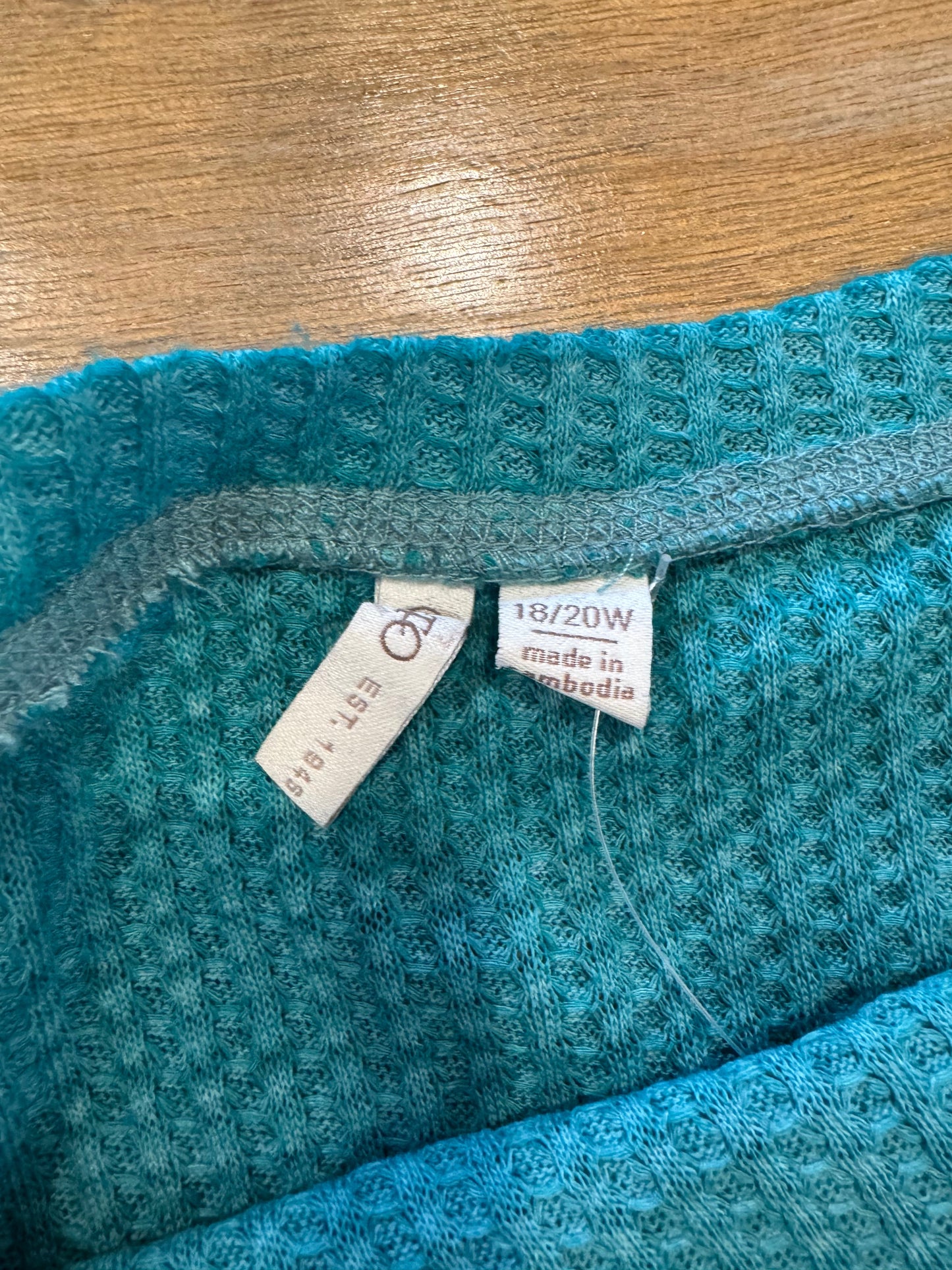 Top 3/4 Sleeve By Cato In Teal, Size: 1x