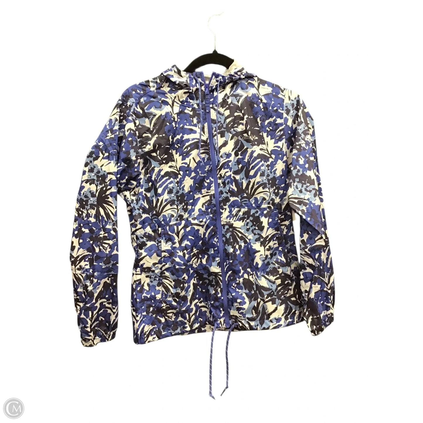 Jacket Windbreaker By Columbia In Blue & White, Size: Xs