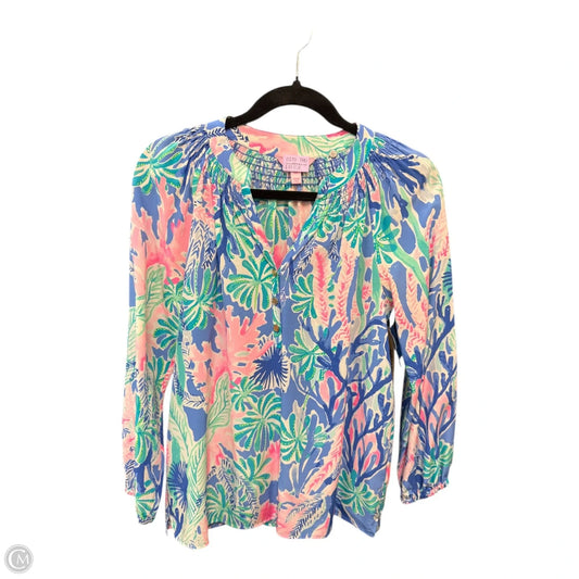 Blouse Designer By Lilly Pulitzer In Blue & Pink, Size: Xs