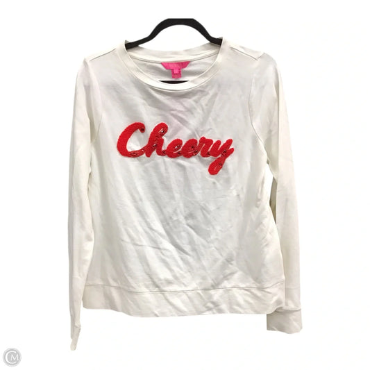 Top Long Sleeve Designer By Lilly Pulitzer In Red & White, Size: S