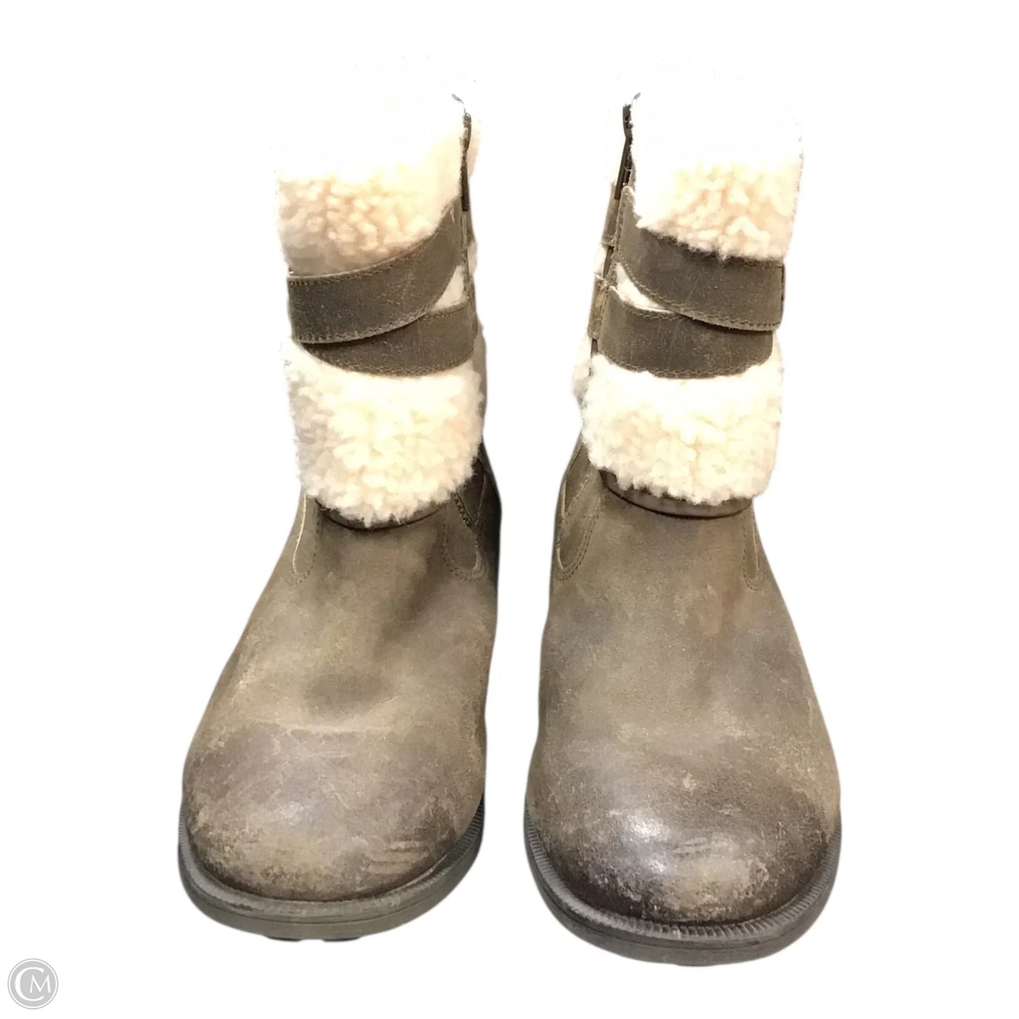 Boots Designer By Ugg In Cream & Grey, Size: 7