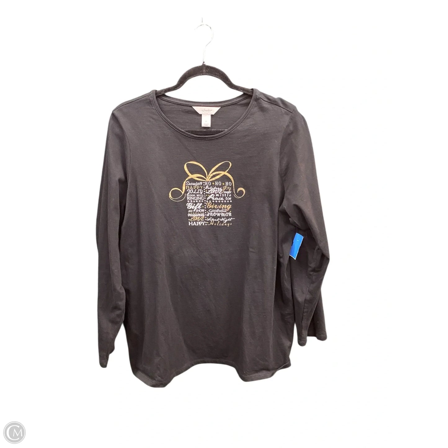Top Long Sleeve By Cj Banks In Black & Gold, Size: 1x