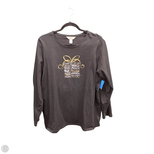 Top Long Sleeve By Cj Banks In Black & Gold, Size: 1x
