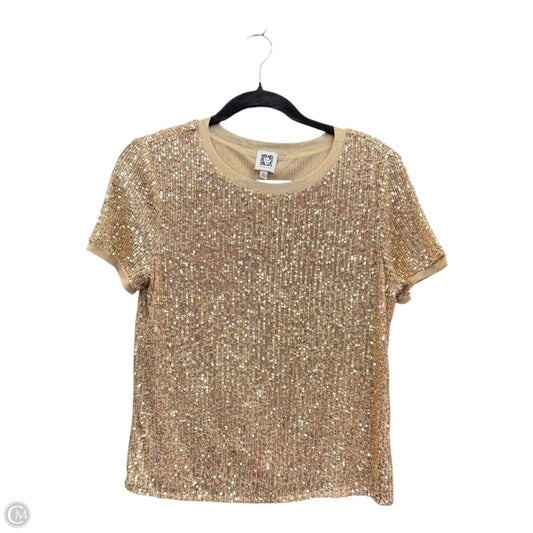 Blouse Short Sleeve By Anne Klein In Gold, Size: M