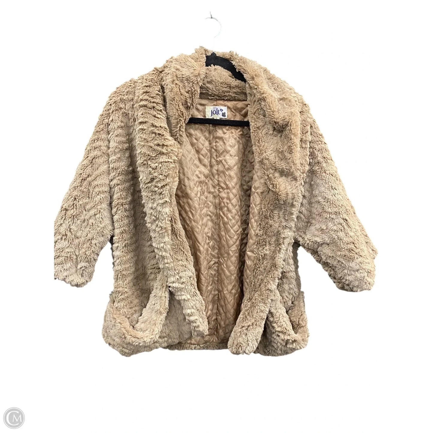 Jacket Faux Fur & Sherpa By Jolt In Taupe, Size: S