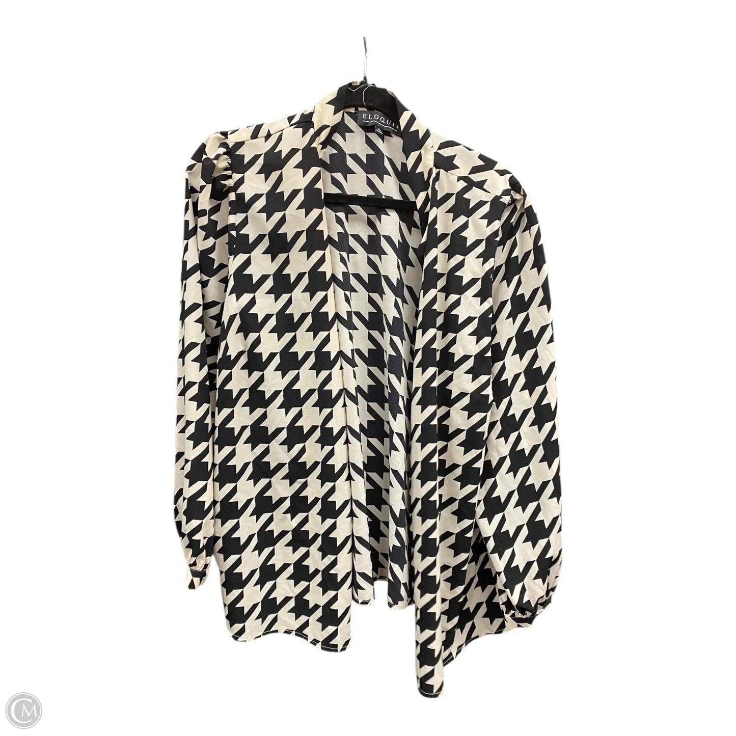 Blouse Long Sleeve By Eloquii In Black & Cream, Size: 16