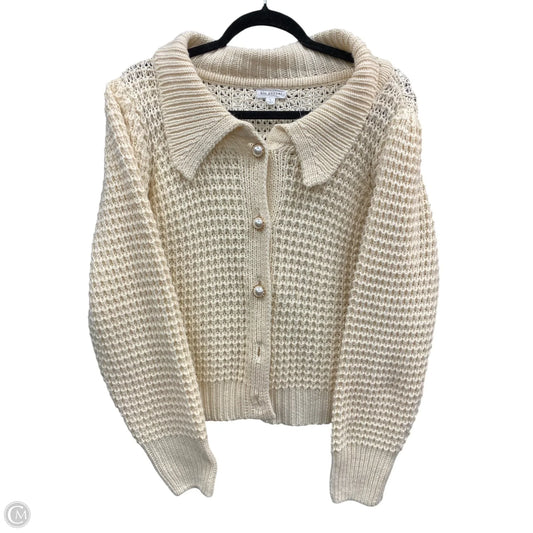 Sweater Cardigan By Blu Pepper In Cream & White, Size: L