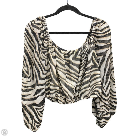 Blouse Long Sleeve By Express In Zebra Print, Size: L