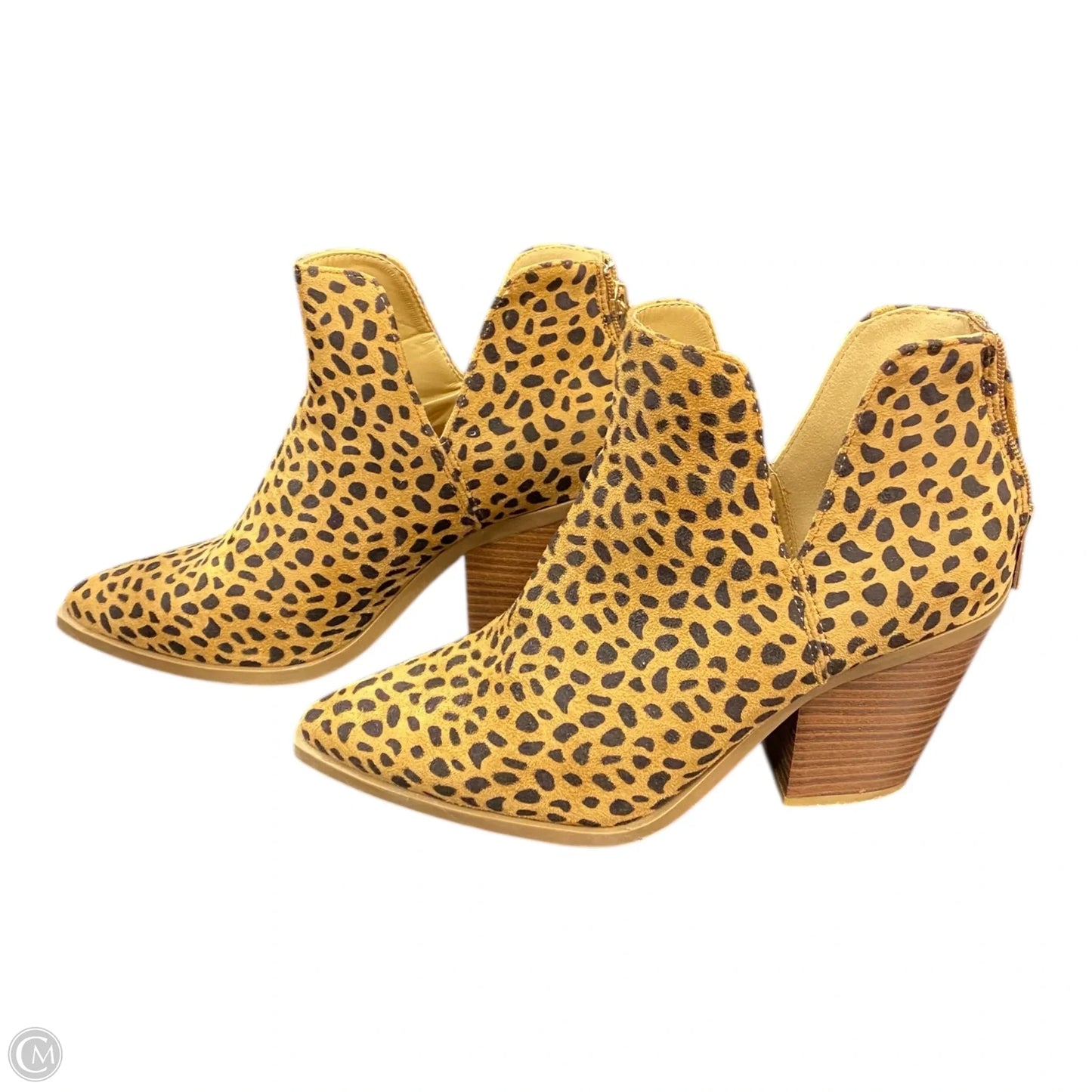 Boots Ankle Heels By Bamboo In Animal Print, Size: 9