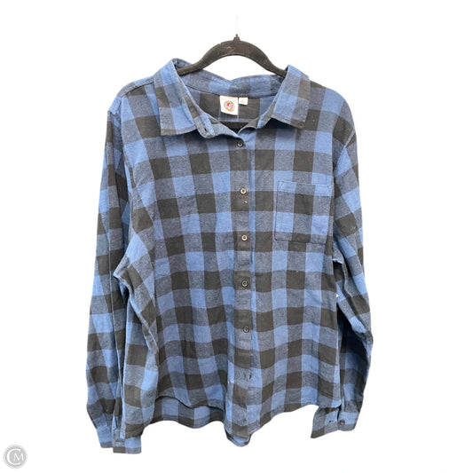 Blouse Long Sleeve By Clothes Mentor In Black & Blue, Size: Xxl