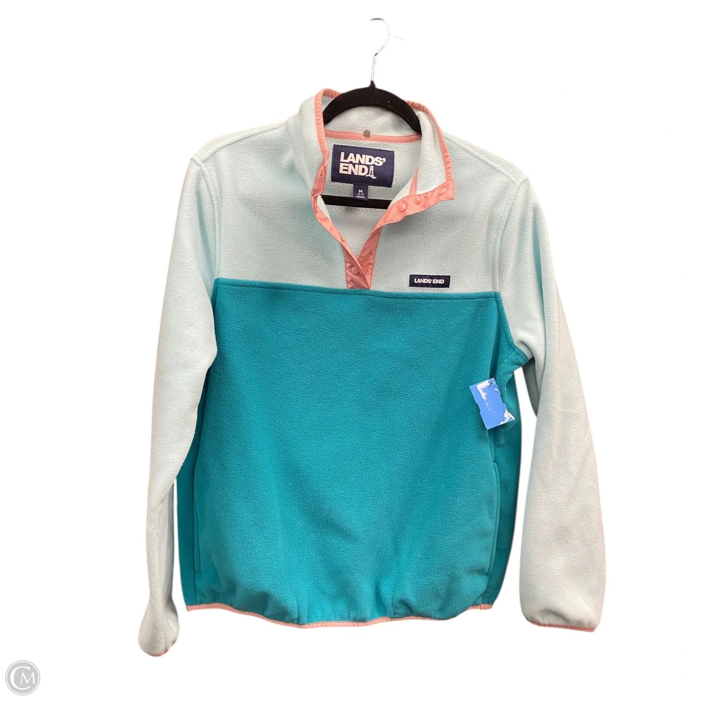 Jacket Fleece By Lands End In Blue & Pink, Size: M