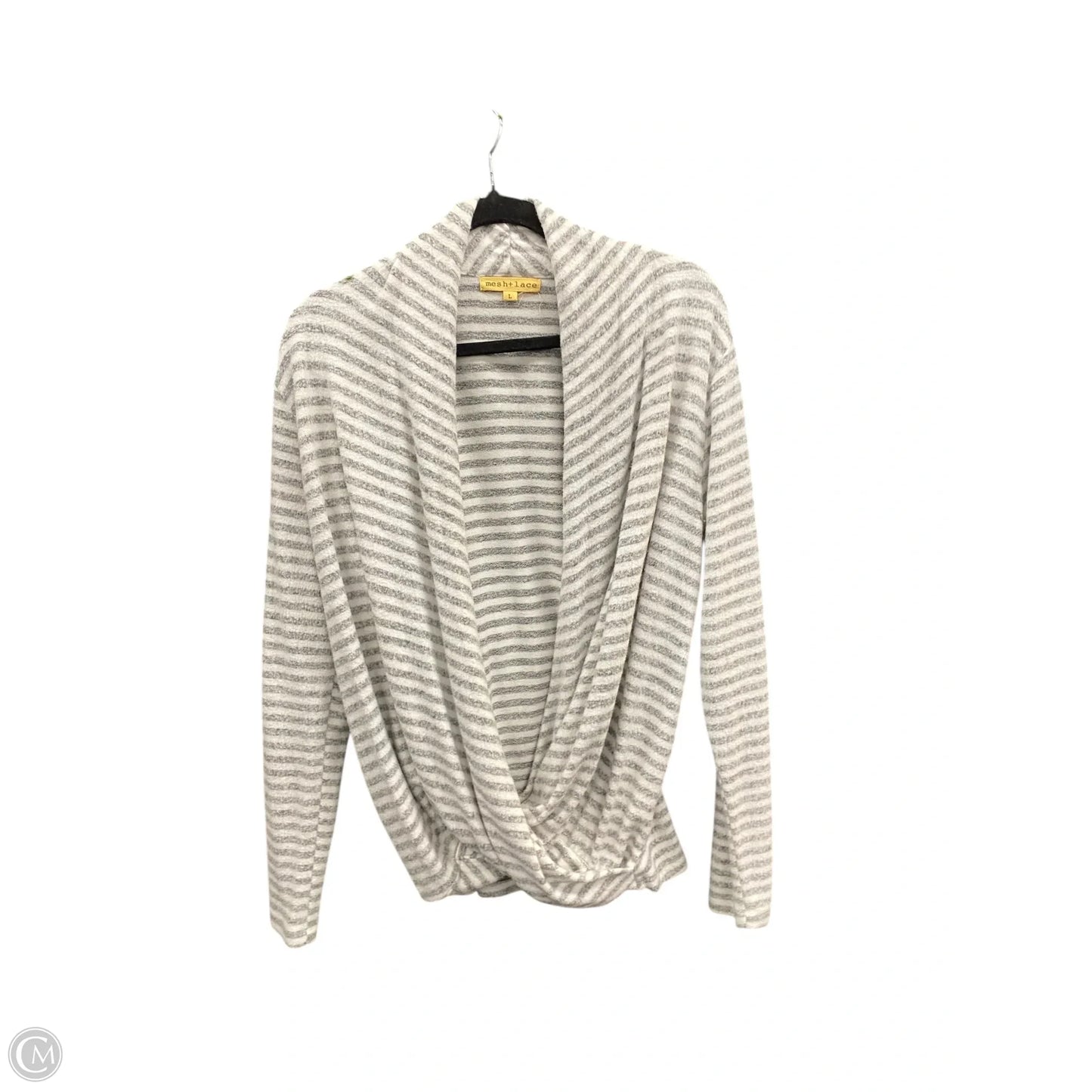 Sweater By Clothes Mentor In Grey & White, Size: L
