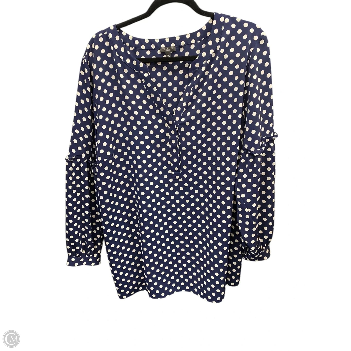 Blouse Long Sleeve By Talbots In Polkadot Pattern, Size: 2x