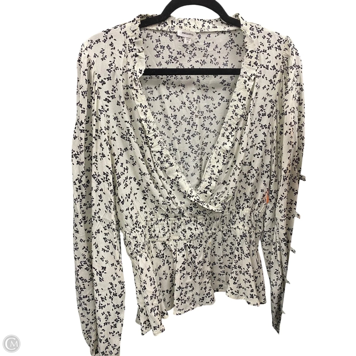 Blouse Long Sleeve By Mittoshop In Black & Cream, Size: M
