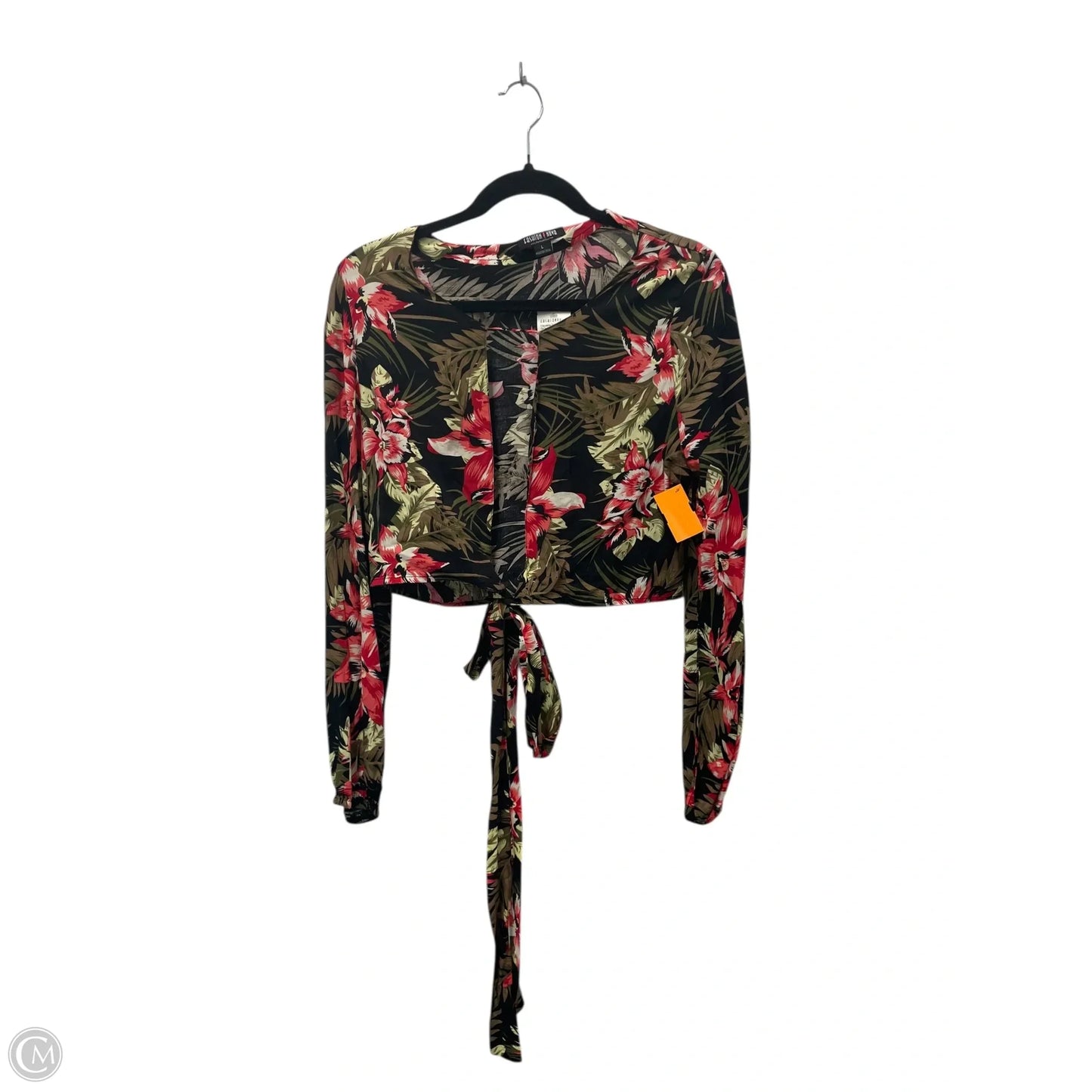 Blouse Long Sleeve By Fashion Nova In Black & Red, Size: L